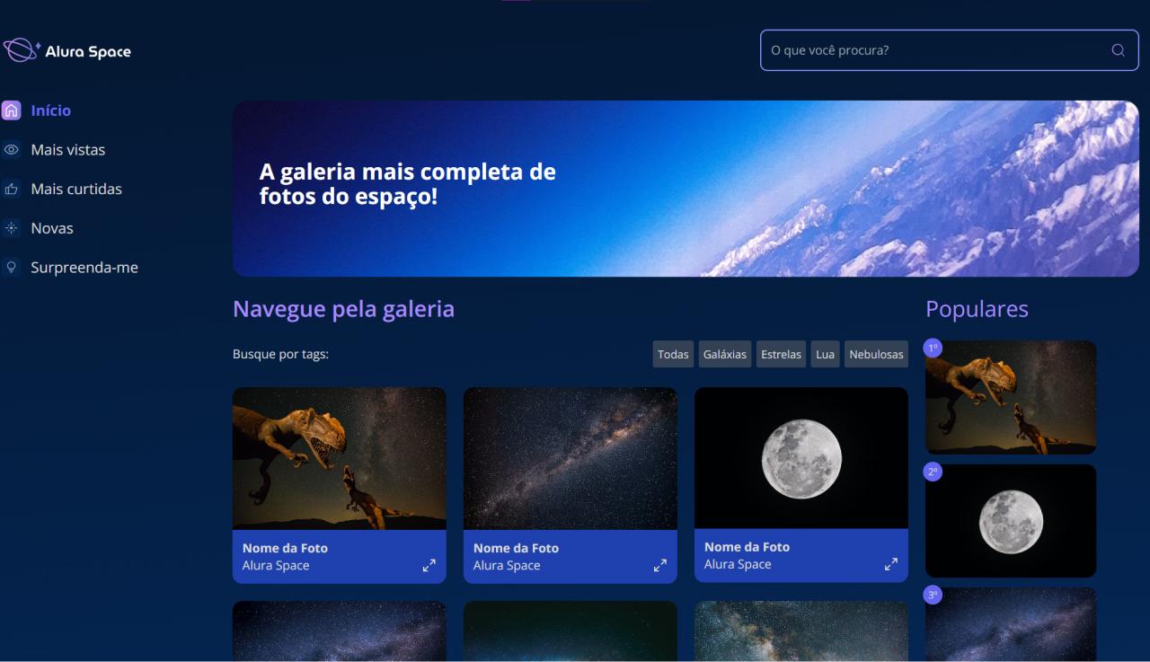 Página do site Alura Space
