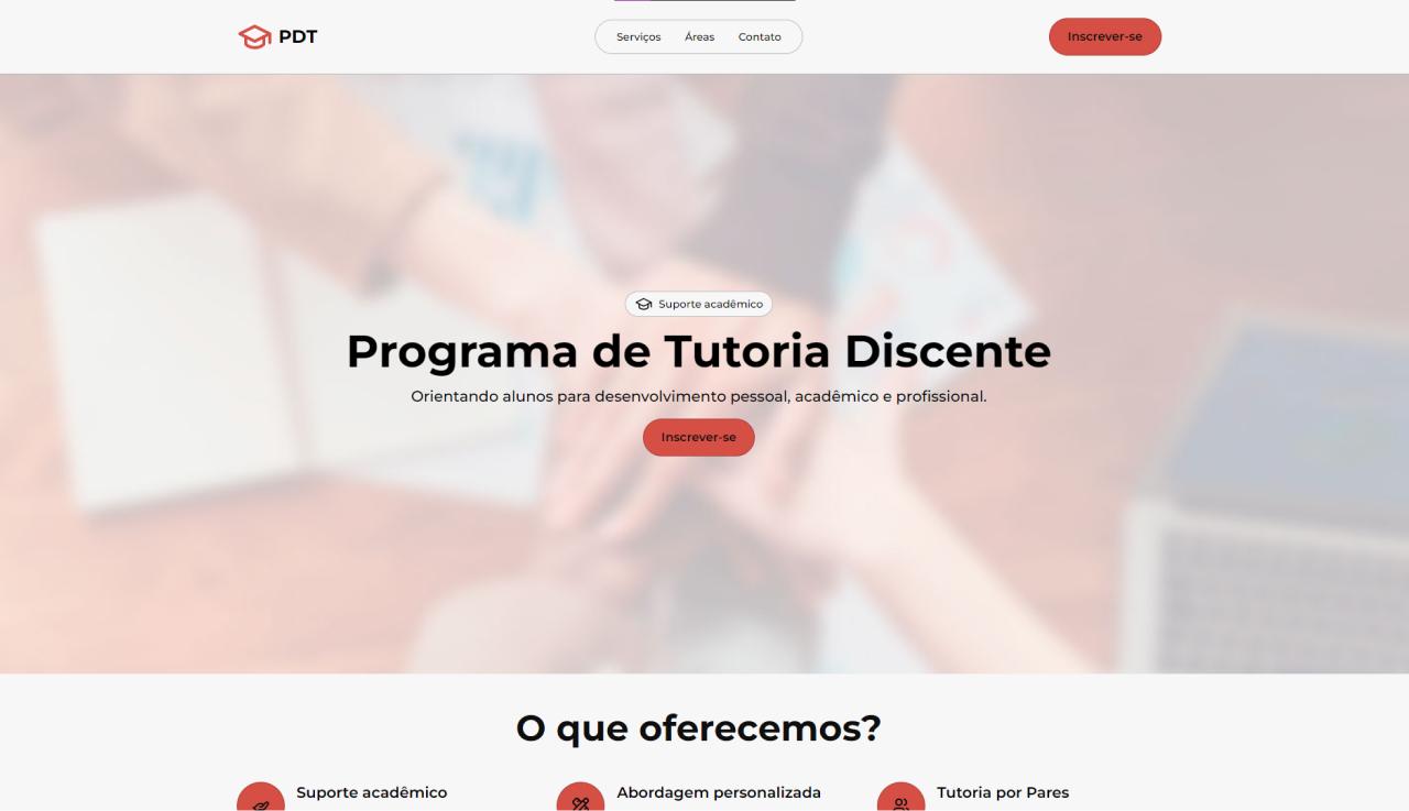 Página do site Tutoria Castanhal